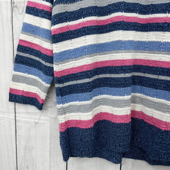 Alfred Dunner PETITE SMALL American VINTAGE Striped Knit Sweater white blue - Picture 5 of 9